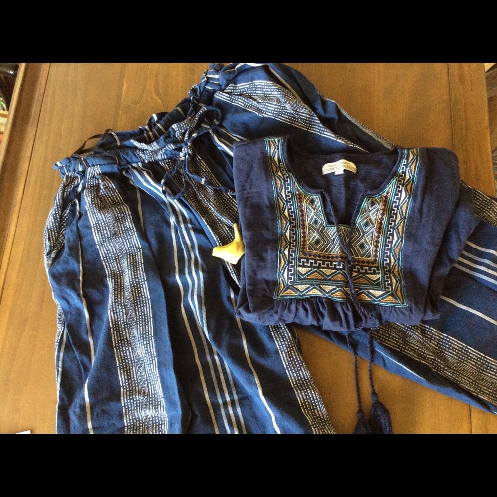 World Market Tassel shirt and Culotte pant set